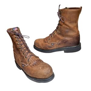 Justin 8" Steel Toe Aged Bark Leather Lace-Up 795 Work Boots Men Size 11.5 EE